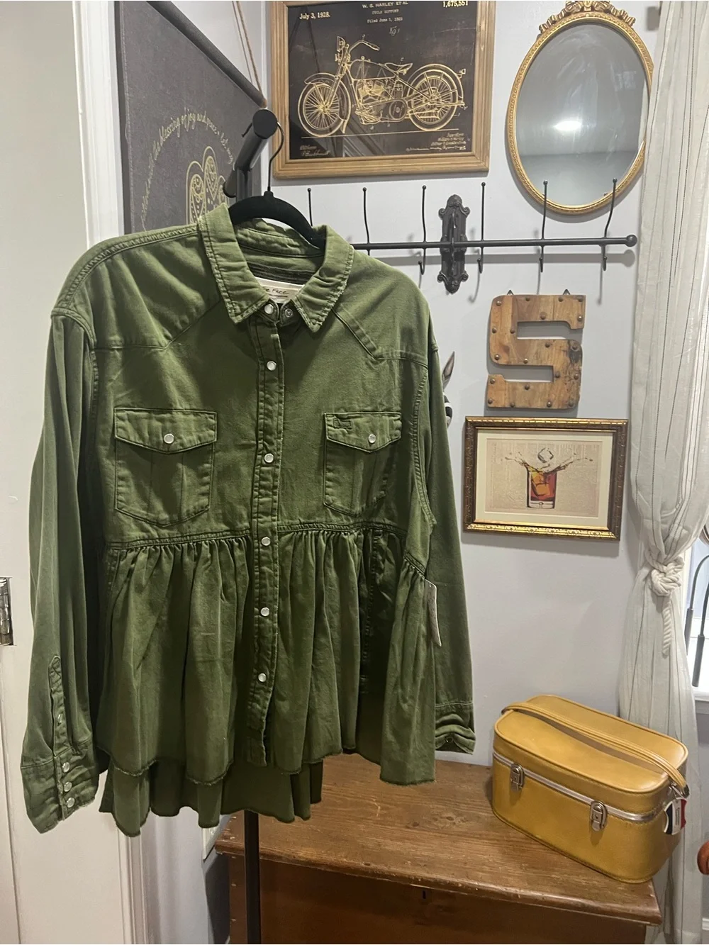 Free People Dylan high/low peplum jacket in Army- NEW
